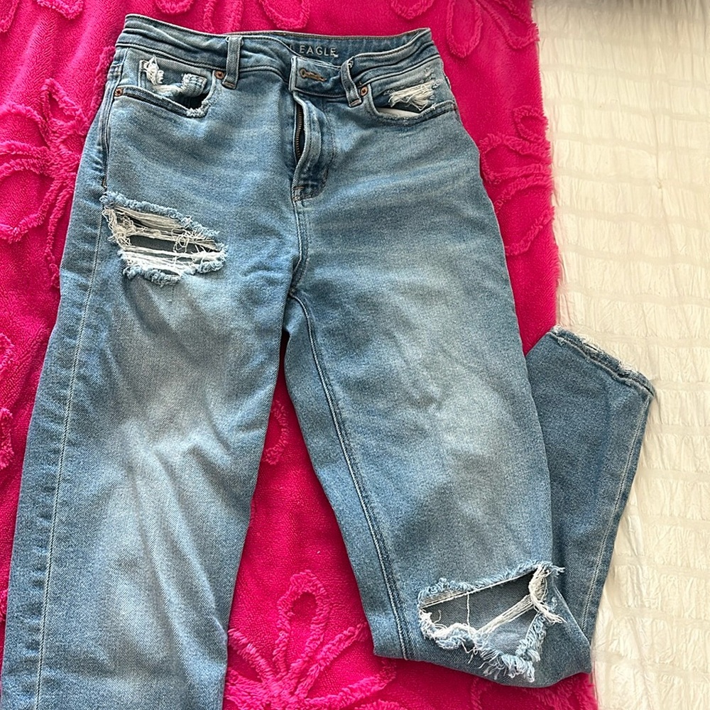 American eagle stretch mom jeans size 0